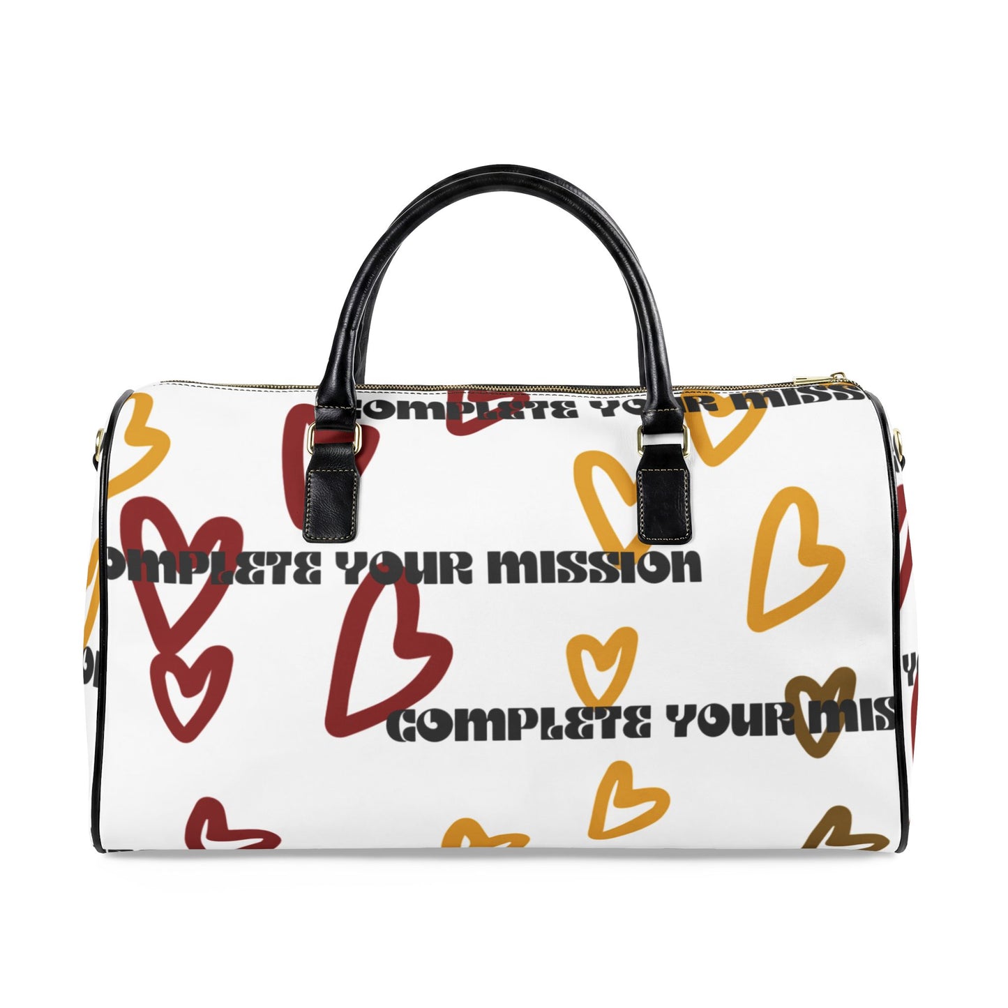 Leather Travel Bag — "COMPLETE YOUR MISSION -Graphic Weekender for Baddies
