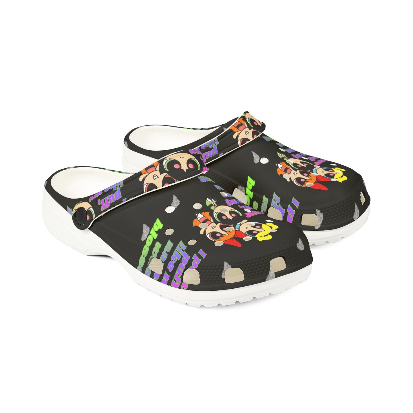 Powerpuff crocs - 'Think Blossom' Cartoon Slip-On Shoes