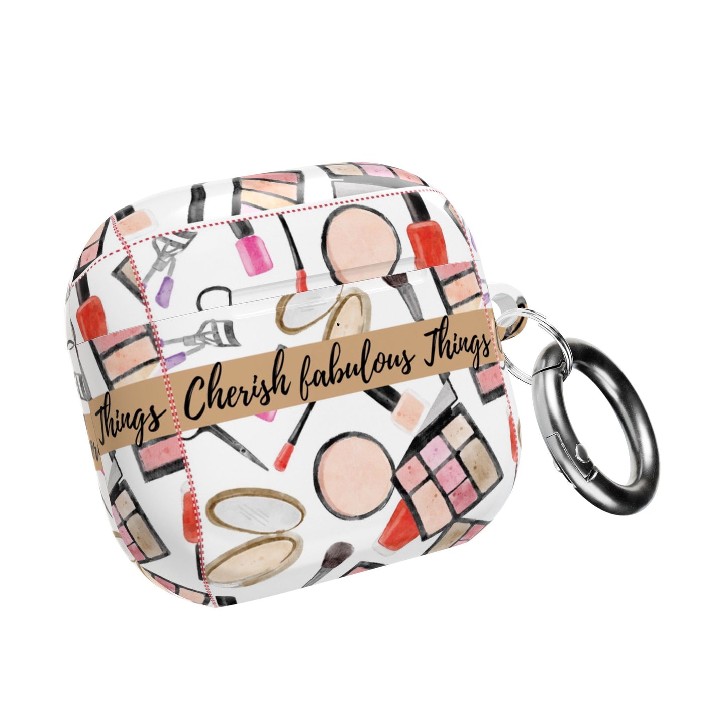 Cherish fabulous things -Makeup Pattern AirPod Case — “Cherish Fabulous Things” Cosmetic Design