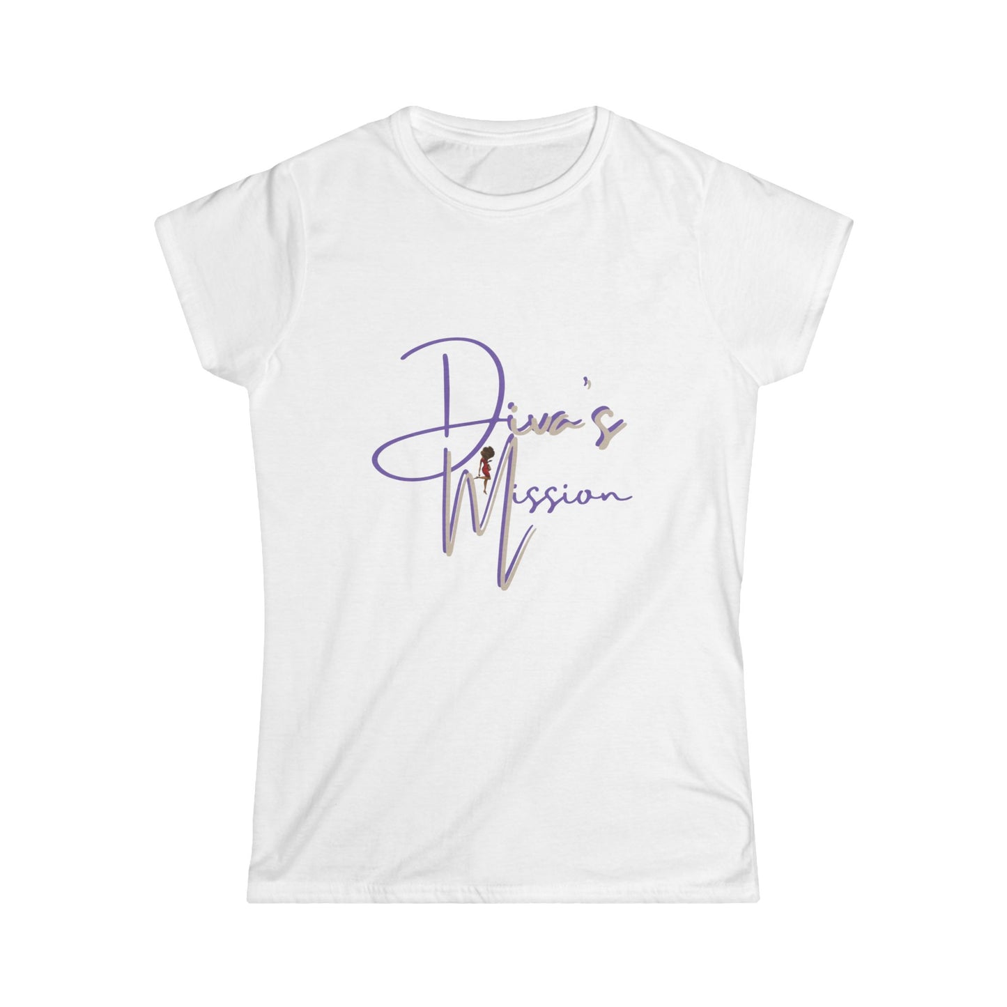 Purple Women's Tee - 'Diva's Mission' Script Logo Graphic