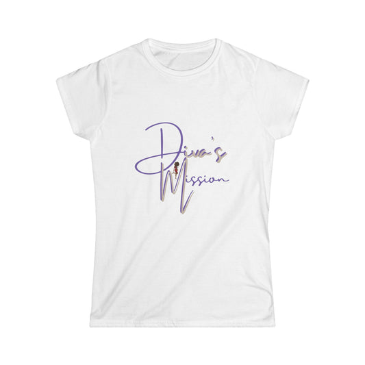 Purple Women's Tee - 'Diva's Mission' Script Logo Graphic