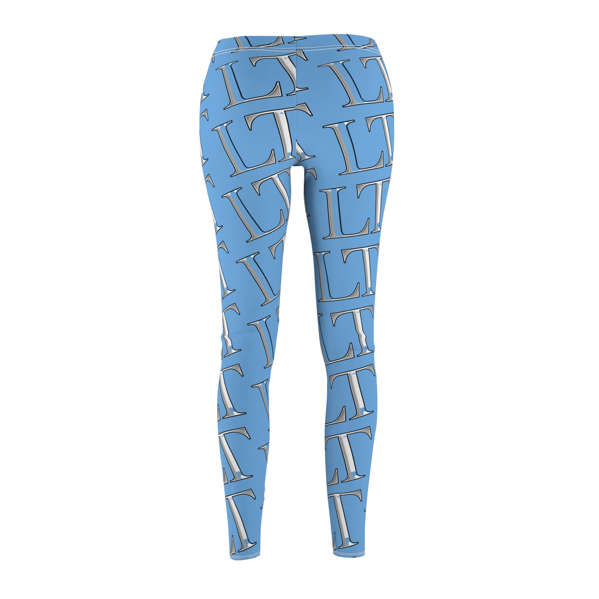 Light blue LT Monogram Pattern Leggings — All-Over Printed Casual Women's Leggings