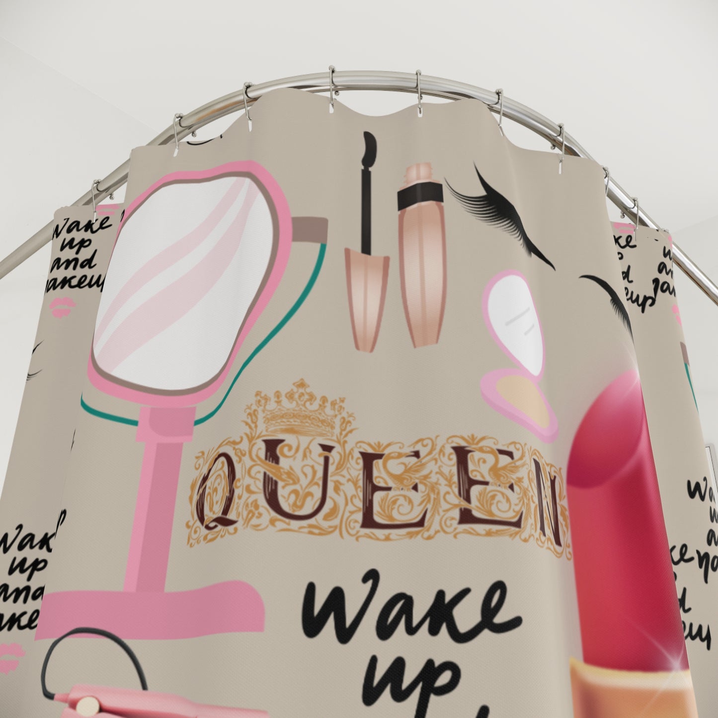 Glam Queen Shower Curtain - Stylish Bathroom Decor, Makeup Art, Gift for Makeup Lovers, Unique Home Accents, Beauty Inspiration
