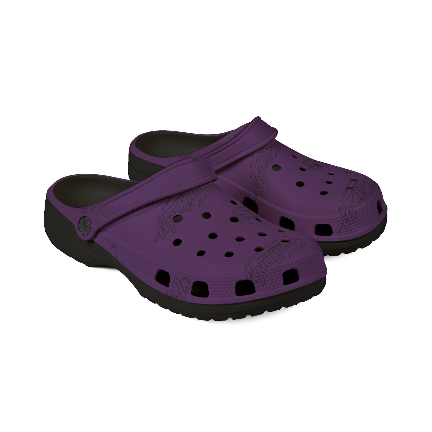 Grape FRUITODY-Foam Clogs — Comfortable Slip-On Shoes with All-Over Logo Print