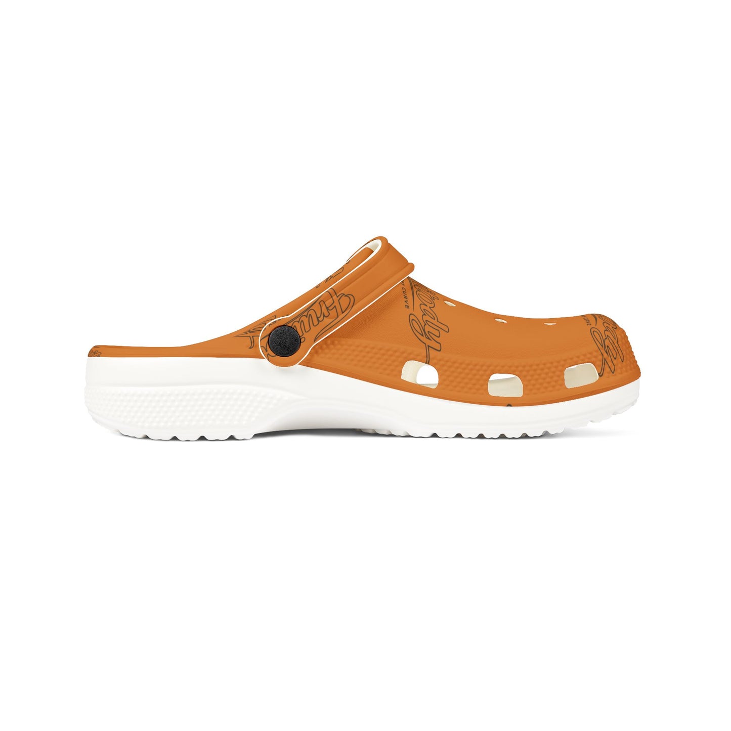 Orange FRUITODY-Foam Clogs — Comfortable Slip-On Shoes with All-Over Logo Print