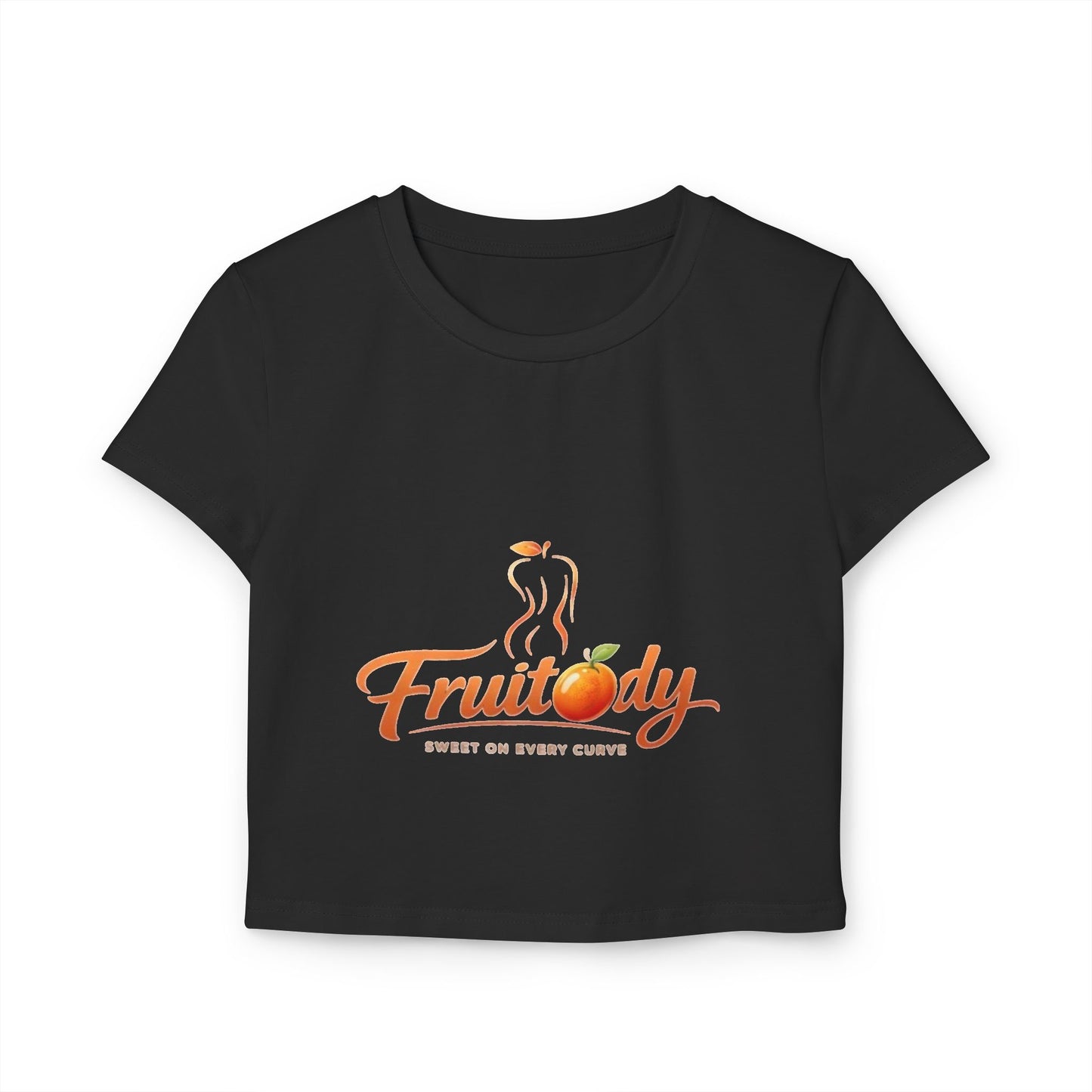 Fruitody Women's Crop Tee — Orange  Fruit Logo Casual Summer Top