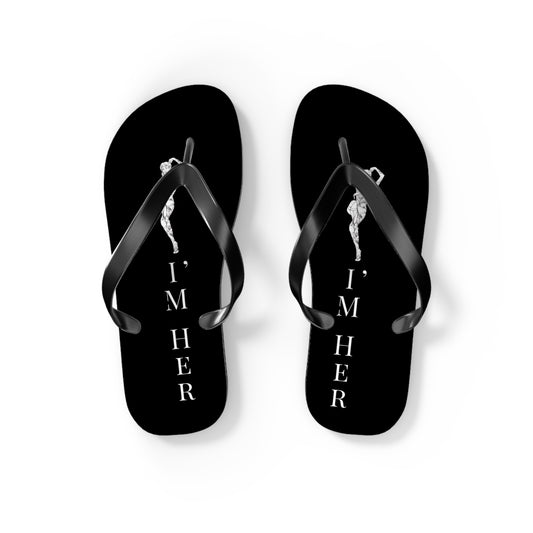 I'm Her black Flip Flops — Cute Matching Couple Beach Sandals