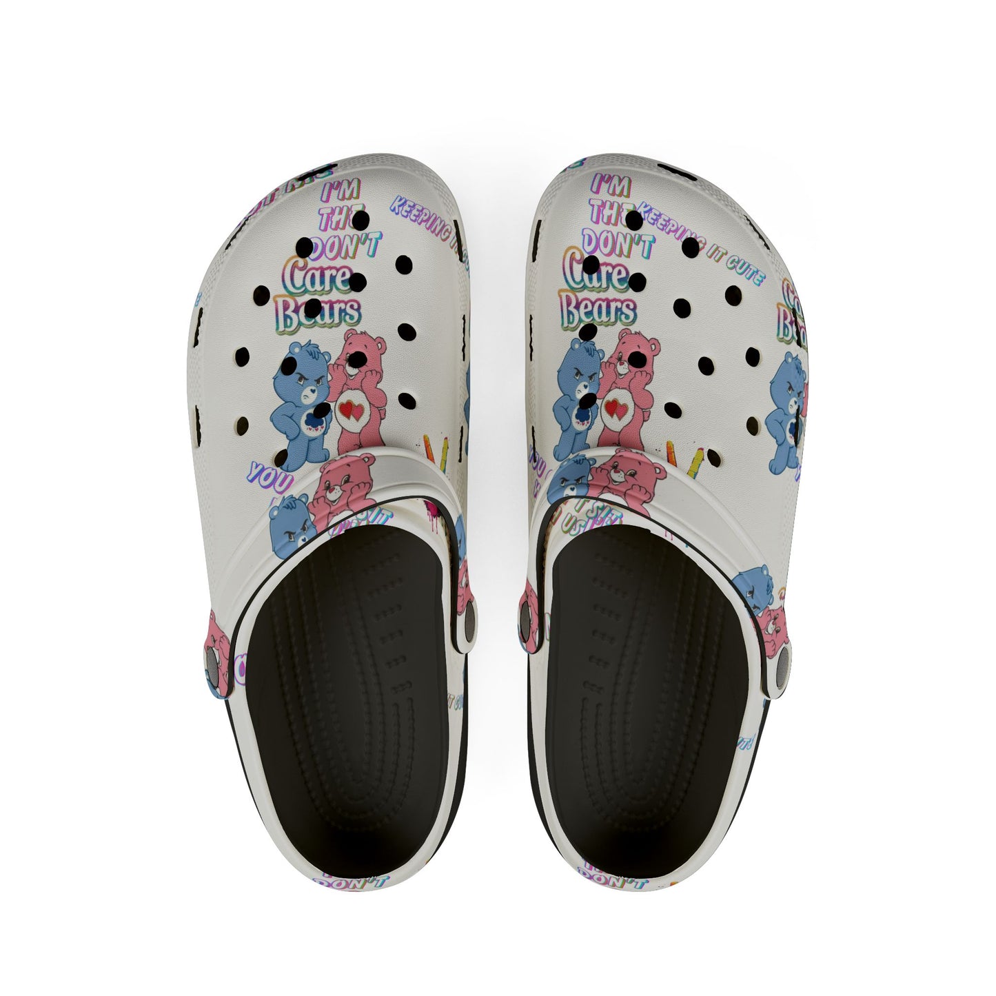 I don’t Care Bears crocs — "I’m Ok I Don’t Care" Printed Comfort Shoes