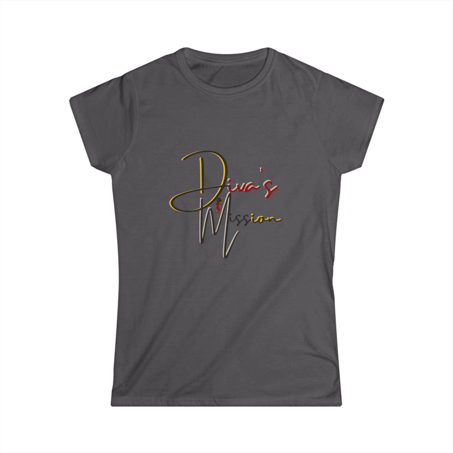 Yellow Women's Tee - 'Diva's Mission' Script Logo Graphic
