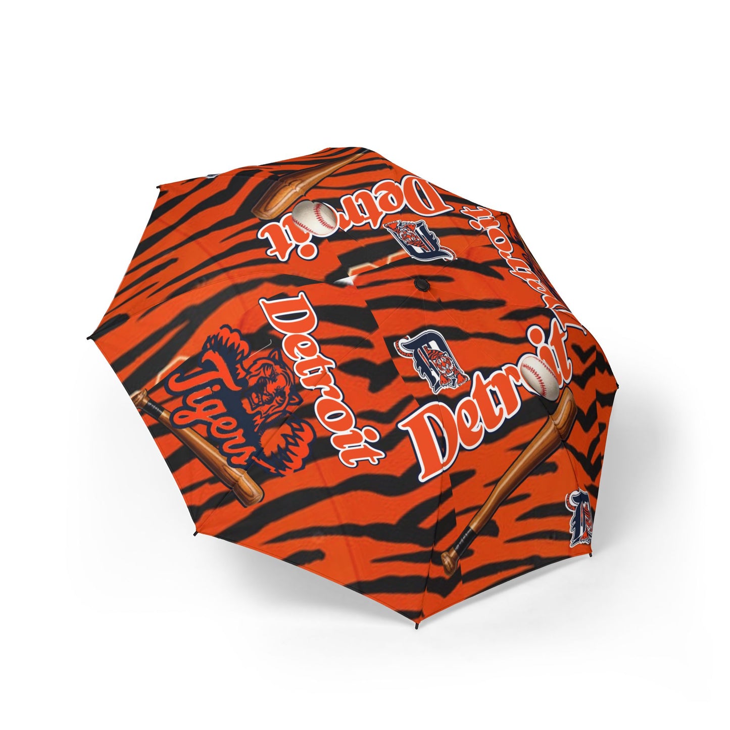 Detroit Foldable Umbrella – Orange Tiger Stripe Baseball Fan Gear
