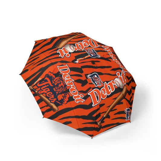 Detroit Foldable Umbrella – Orange Tiger Stripe Baseball Fan Gear