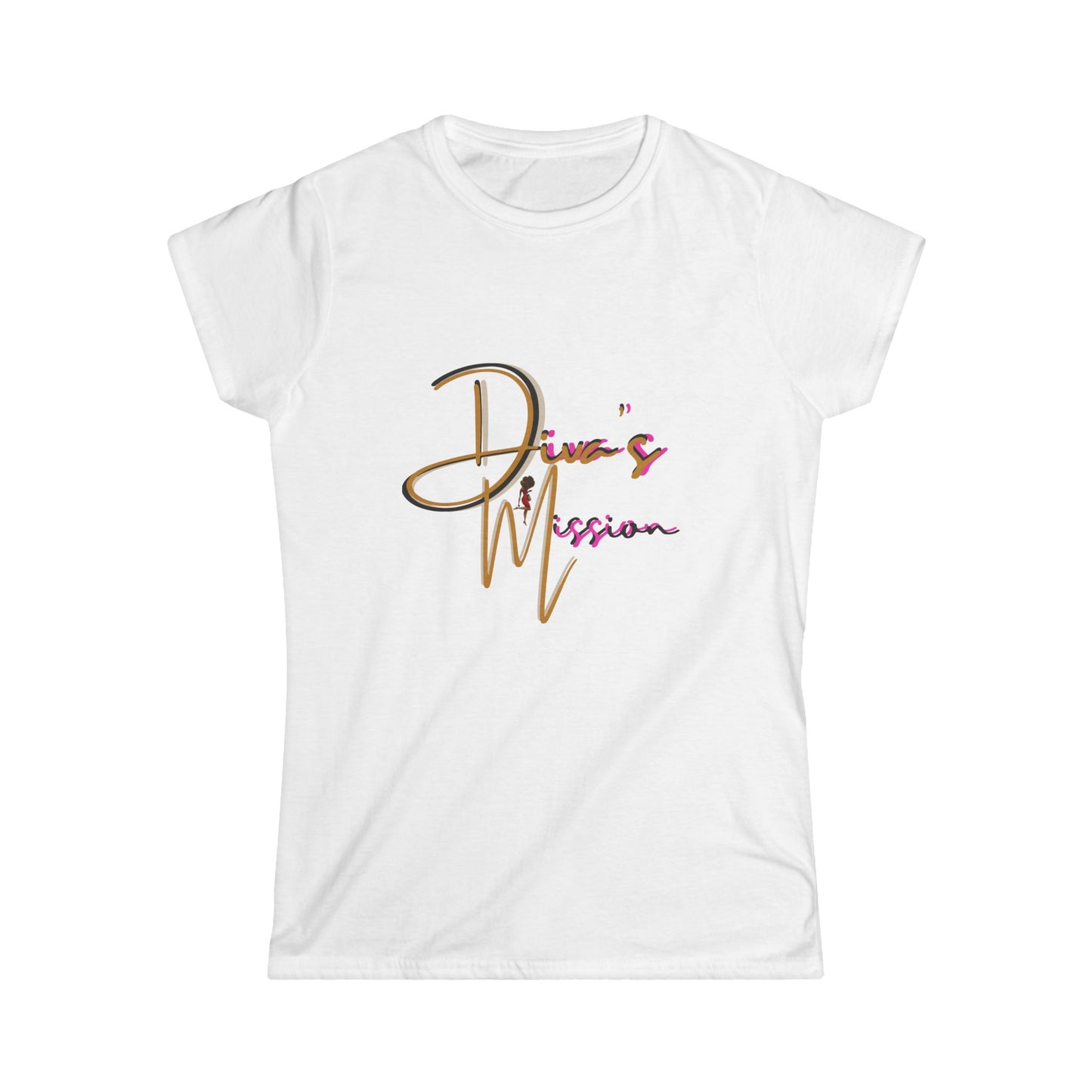 Pink Women's Tee - 'Diva's Mission' Script Logo Graphic