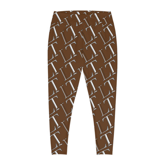 Plus Size Leggings — Brown Monogram All-Over Print