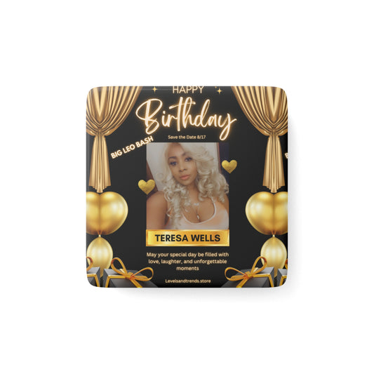 Birthday girl-Porcelain Magnet, Square