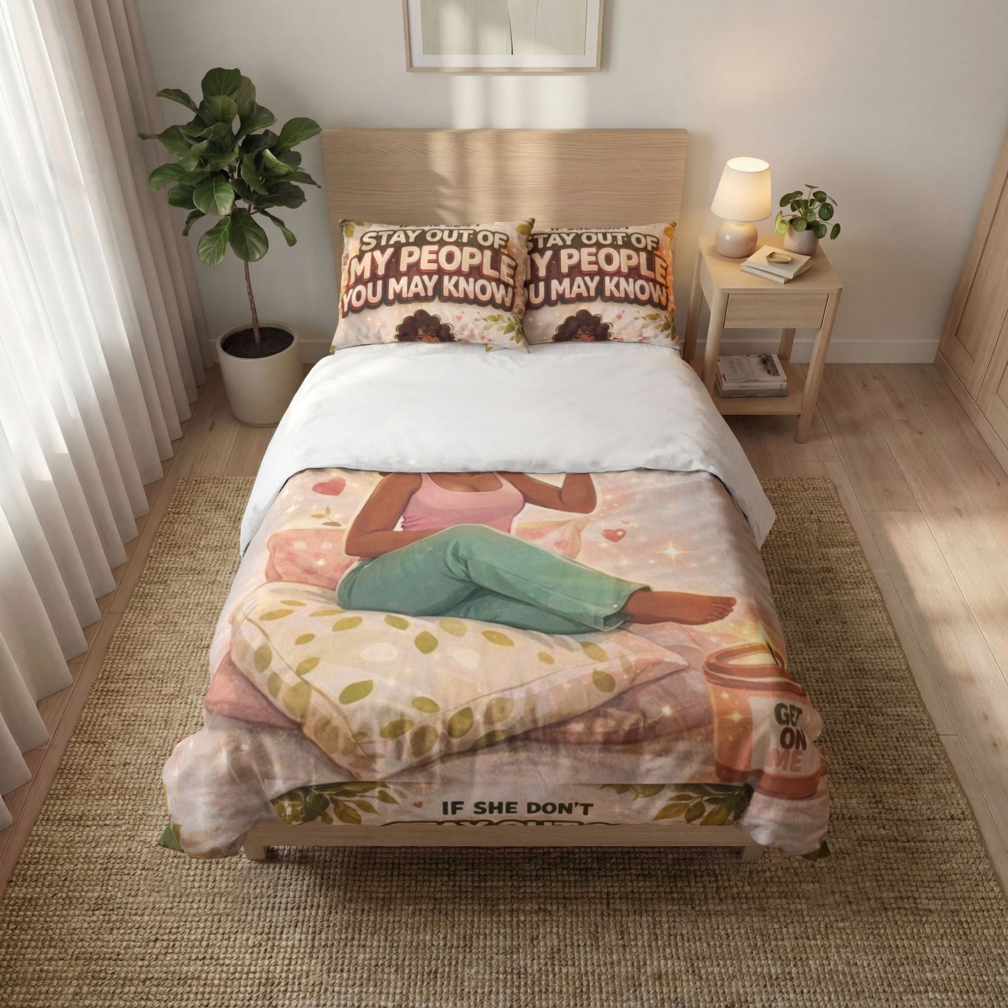 Quilt Cover Set – “If She Don’t Stay Out of My People You May Know” Bedspread
