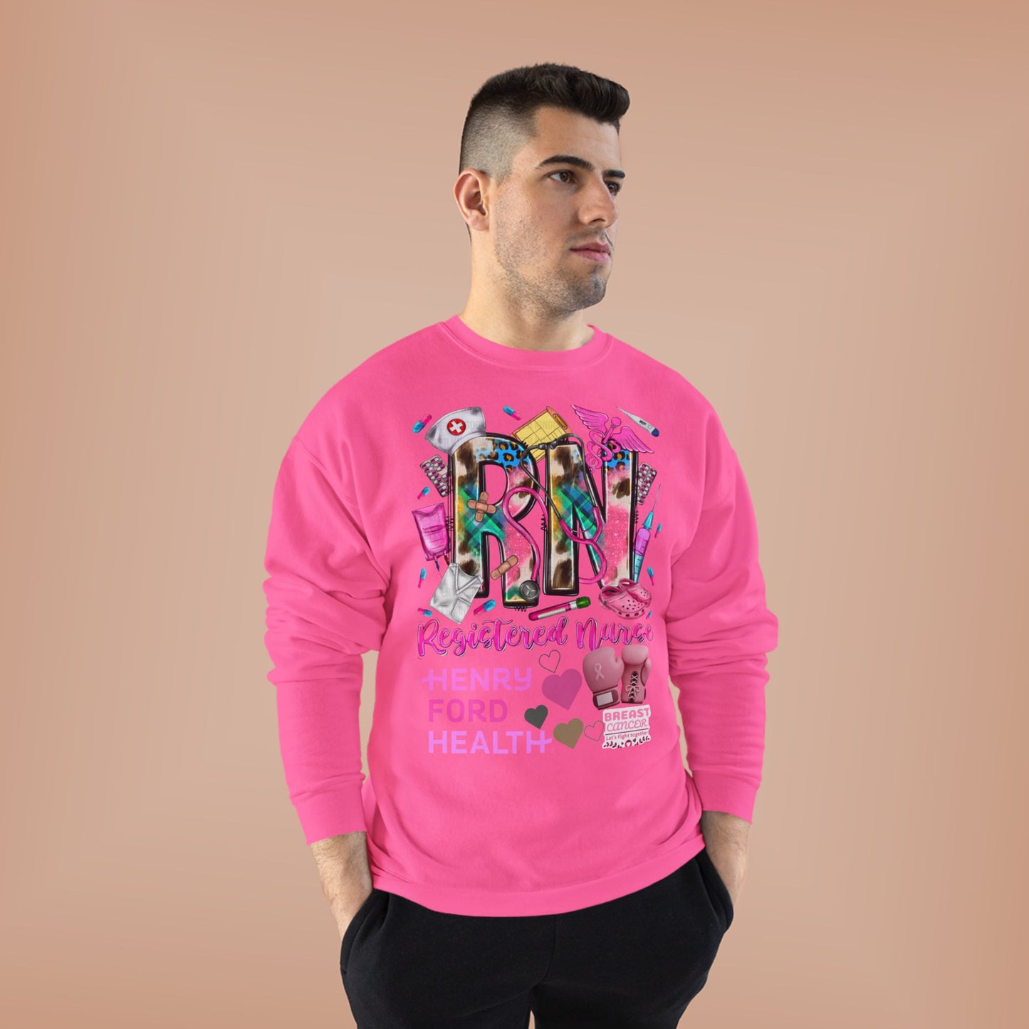 RN Nurse breast cancer Crewneck Sweatshirt | Eco-Friendly Gift for Healthcare Workers, Perfect for Nurse Appreciation, Mother's Day, Birthdays, [...]