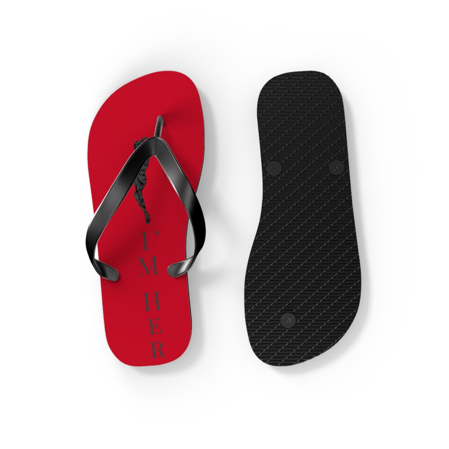 Red 'I'm Her' Flip Flops – Couples Beach Sandals