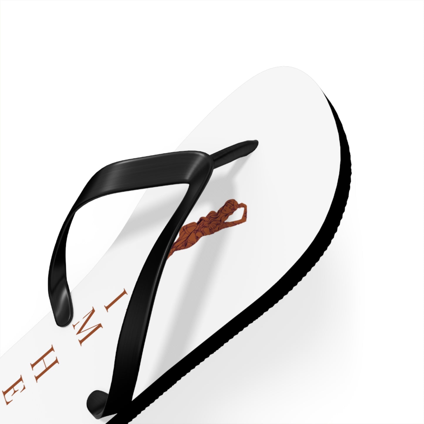 Flip Flops — "I'M HER" white Beach Flip Flops with Braided Hair Design