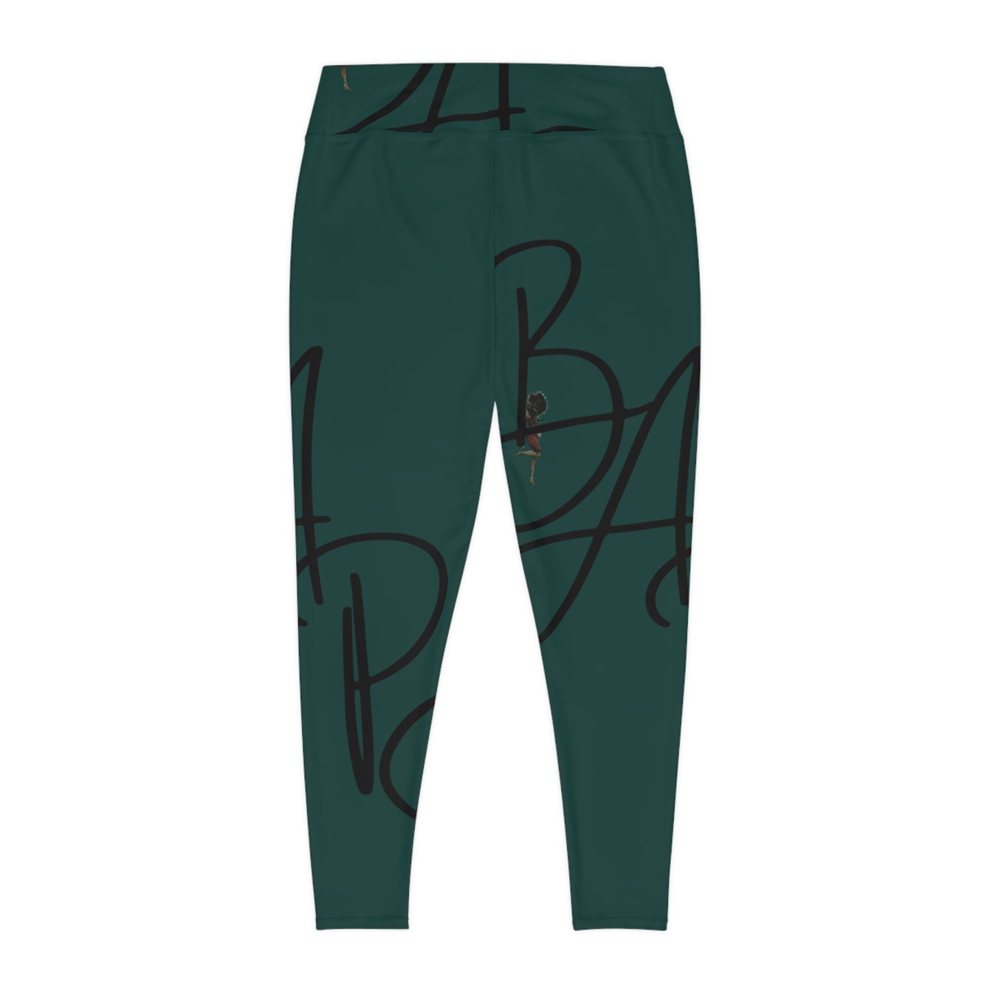 B.A.p.S-Plus Size Leggings — green Script Monogram All-Over Print