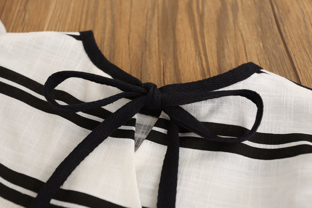 Girls' Ruffled Stripe Blouse for Spring/Summer Tops