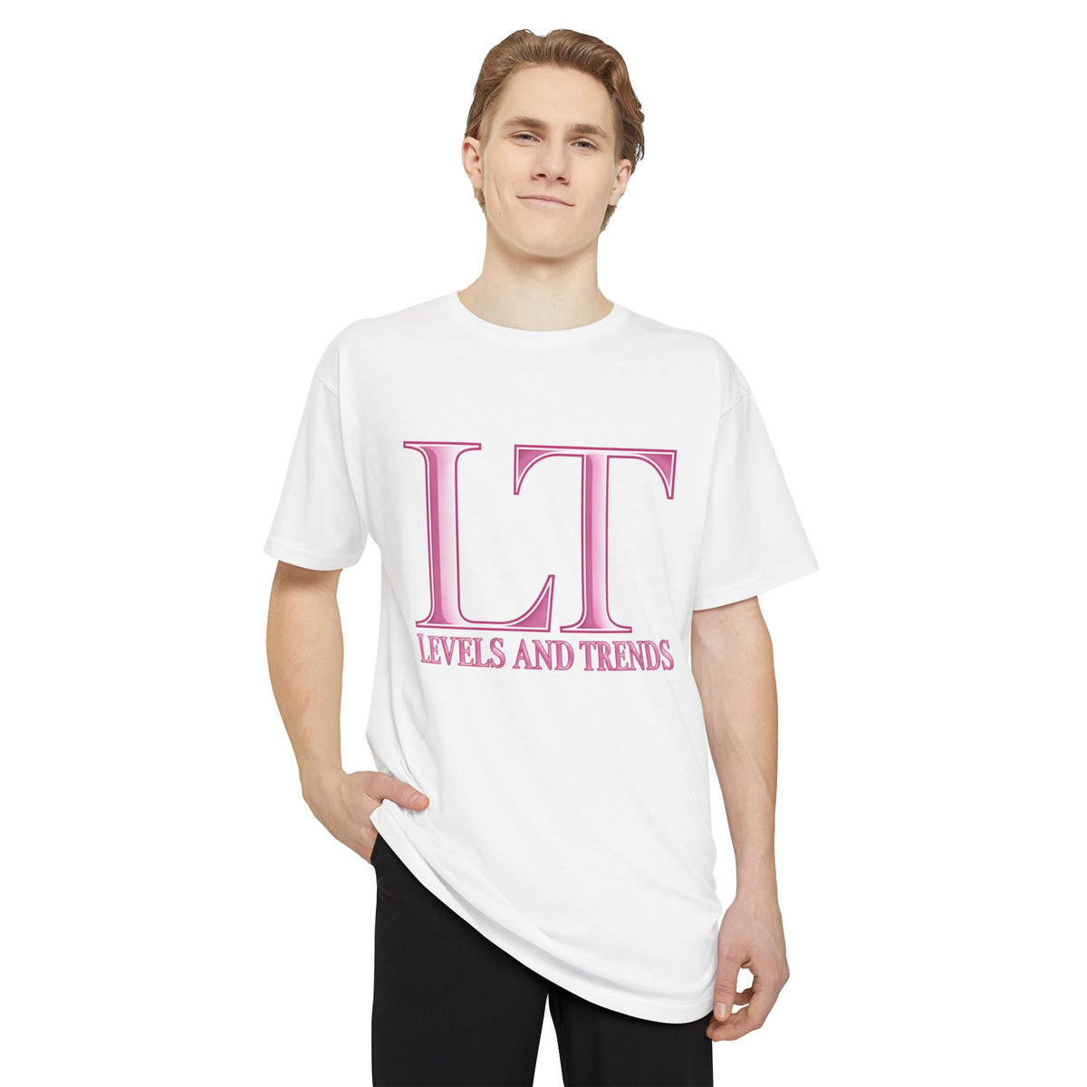 LT Levels and Trends Pink Logo Longline Tee