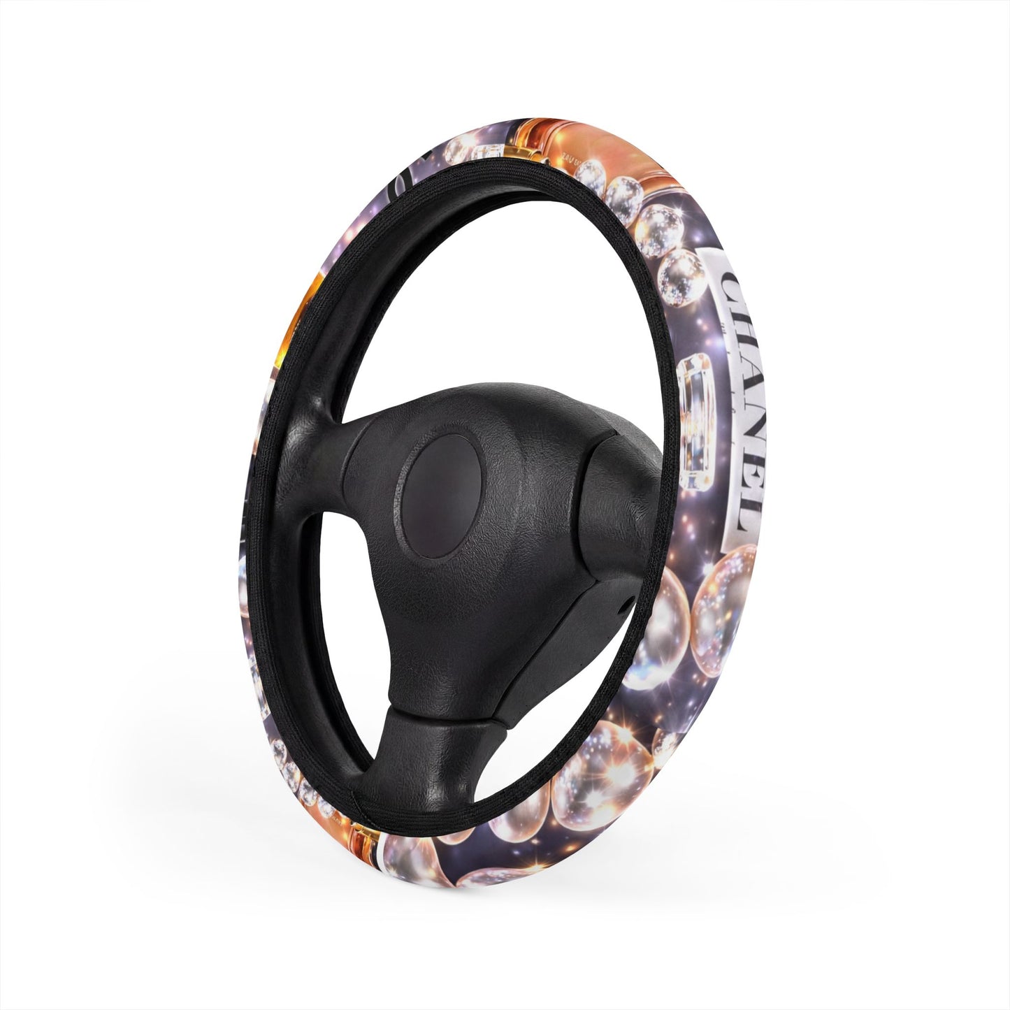 Chanel-Steering Wheel Cover — Glam Diamond & Perfume Pattern