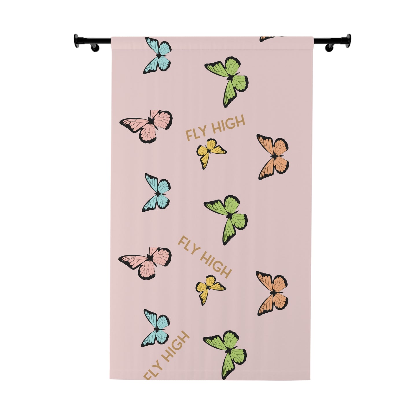 Butterfly 'Fly High' Window Curtain - Pastel Floral Drapery