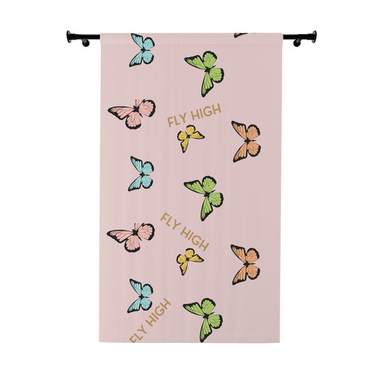 Butterfly 'Fly High' Window Curtain - Pastel Floral Drapery