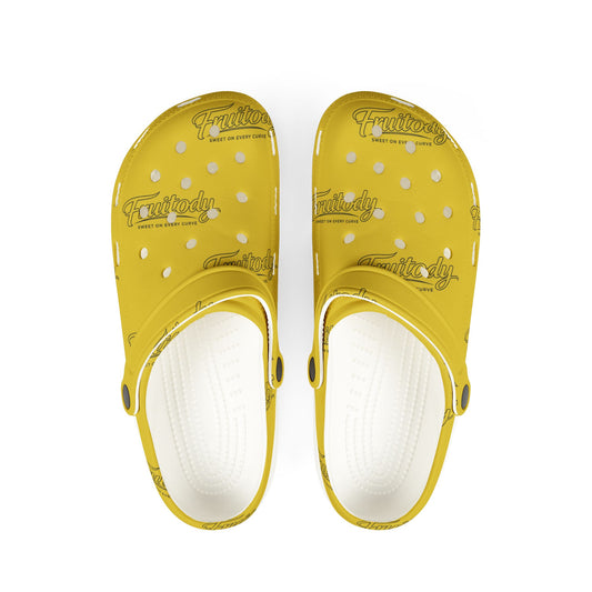 Lemon FRUITODY-Foam Clogs — Comfortable Slip-On Shoes with All-Over Logo Print