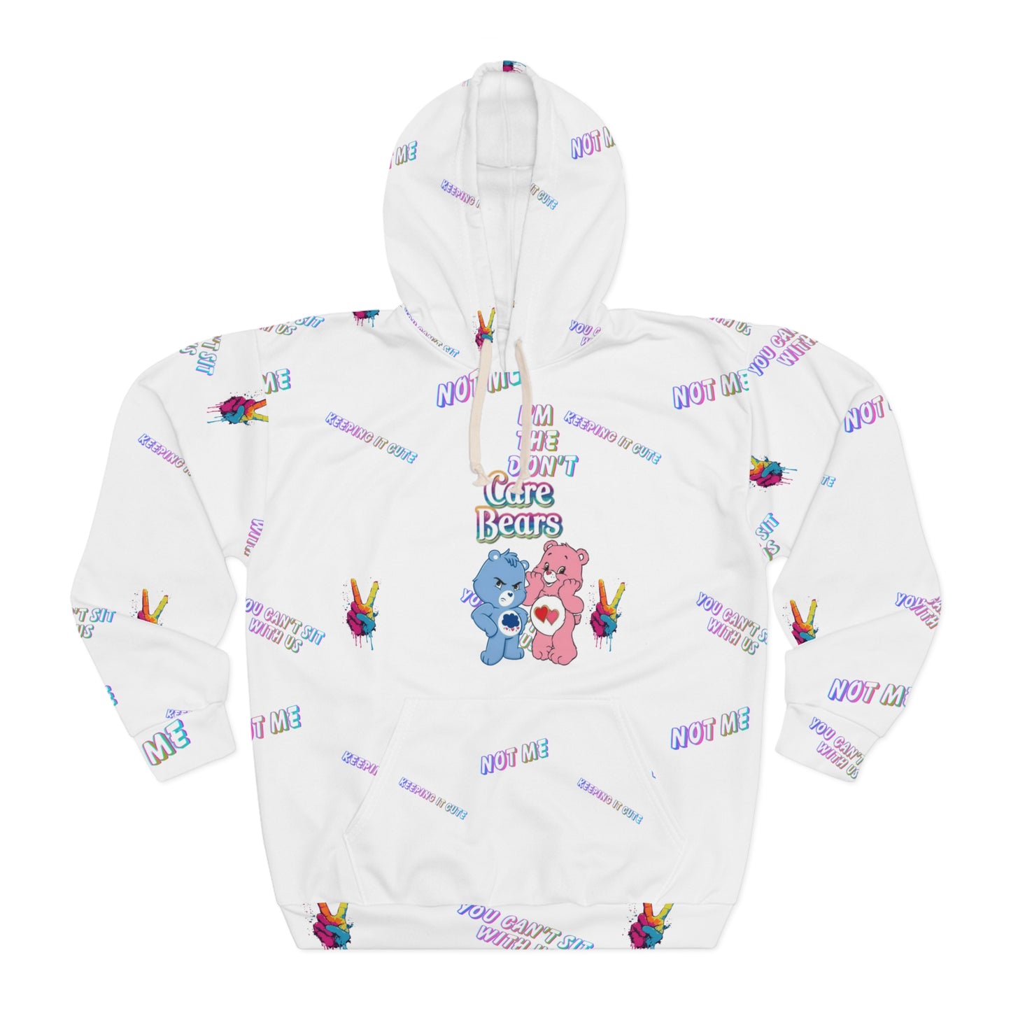I don’t Care Bears Graphic Hoodie — All-Over Print Pullover