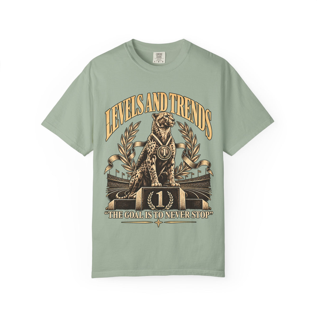 Levels and Trends "The Goal Is to Never Stop" Graphic T-Shirt