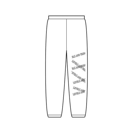 Levels and Trends Diagonal Text Joggers — Minimalist Script Sweatpants with Side Typography