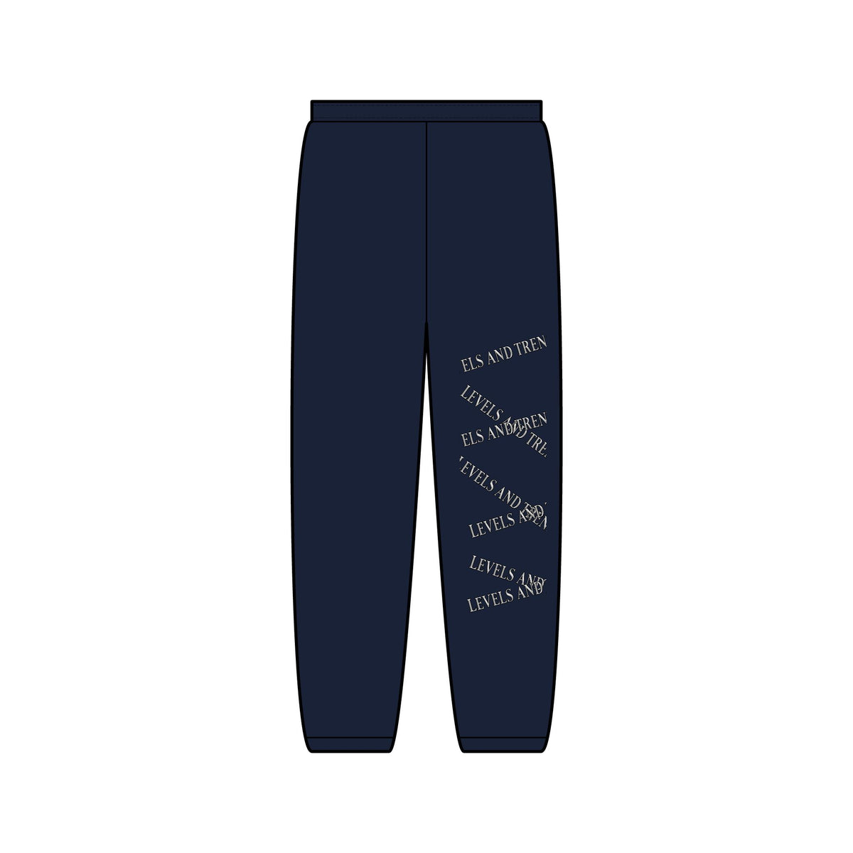 Levels and Trends Diagonal Text Joggers — Minimalist Script Sweatpants with Side Typography