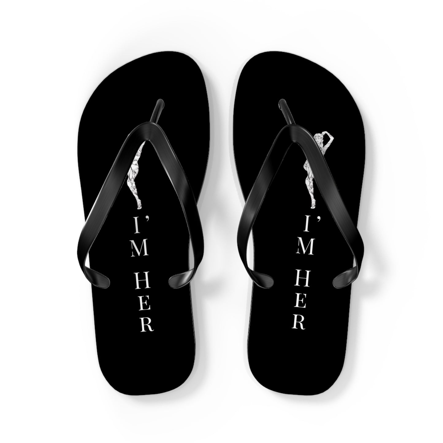 I'm Her black Flip Flops — Cute Matching Couple Beach Sandals