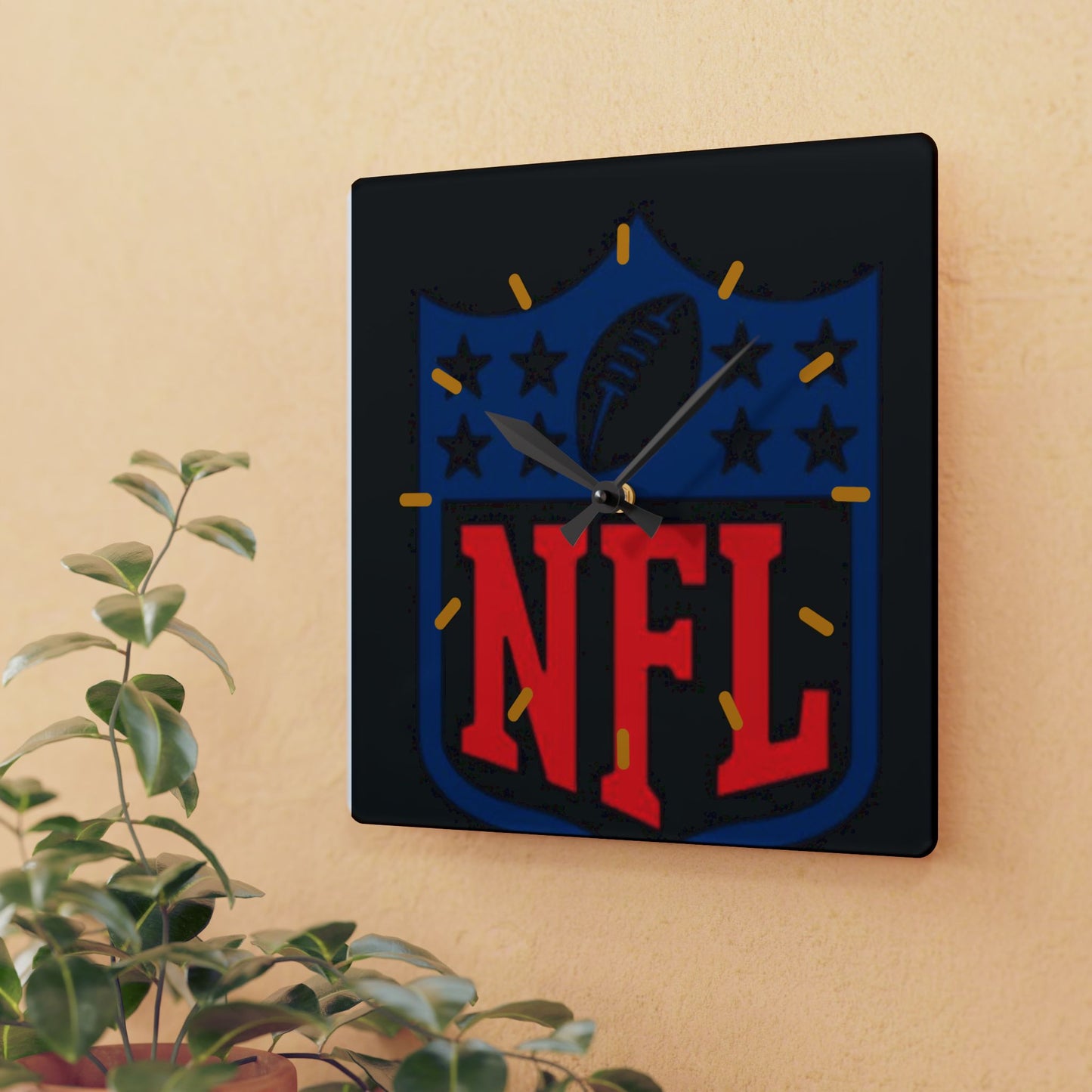 NFL Acrylic Wall Clock, Sports Decor, Game Day Gift, Home Office Decor, Football Fan Wall Art, Unique NFL Merch