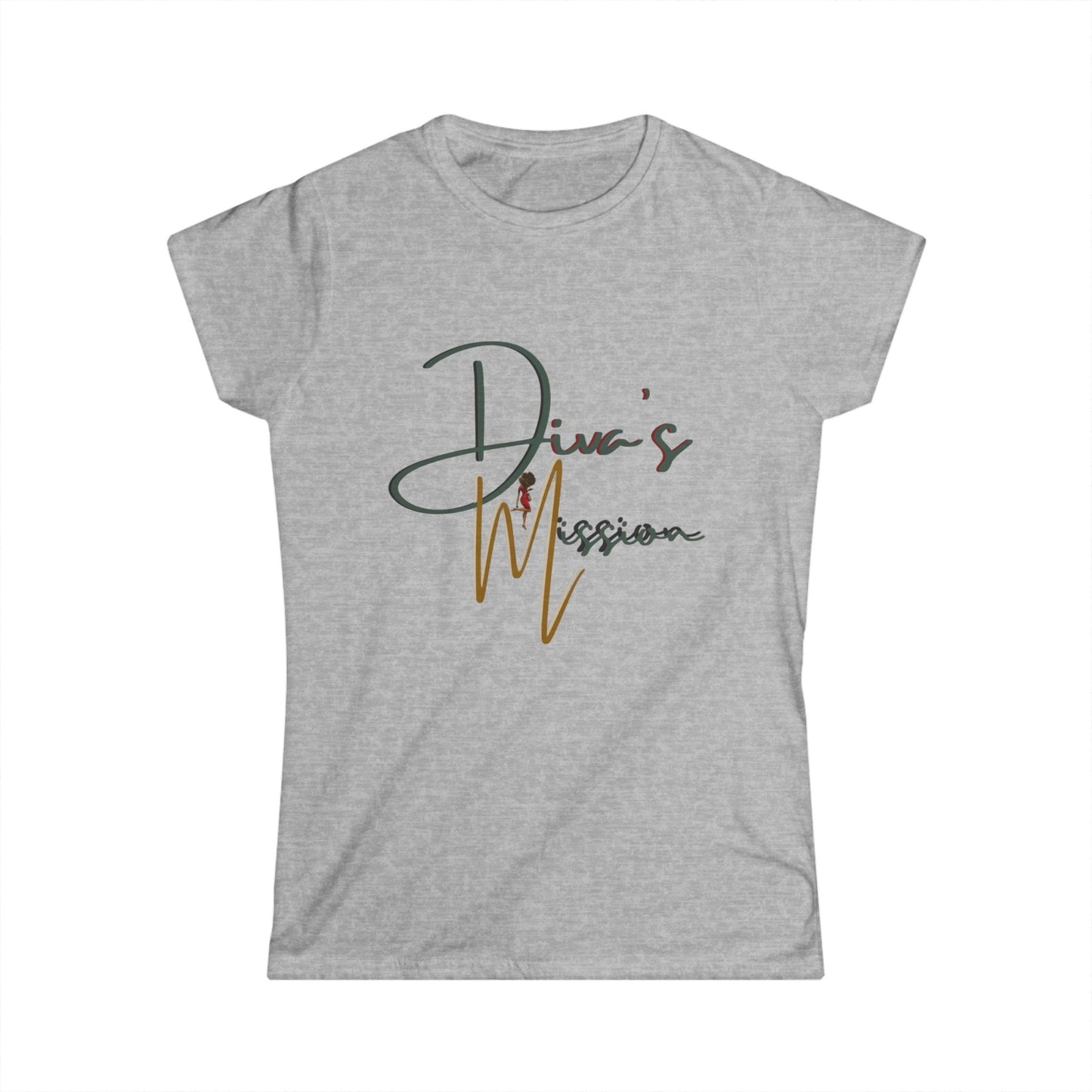 Green Women's Tee - 'Diva's Mission' Script Logo Graphic