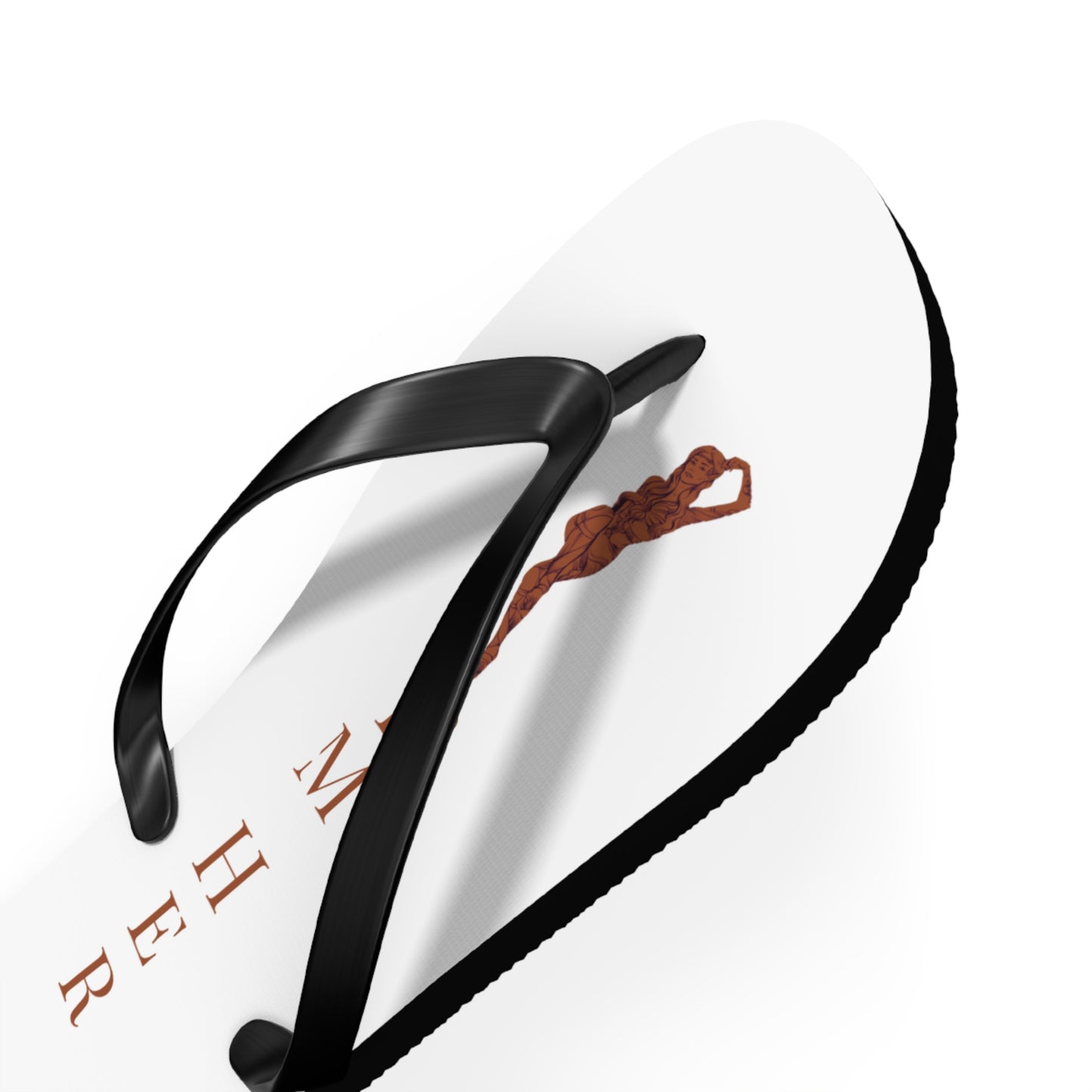Flip Flops — "I'M HER" white Beach Flip Flops with Braided Hair Design