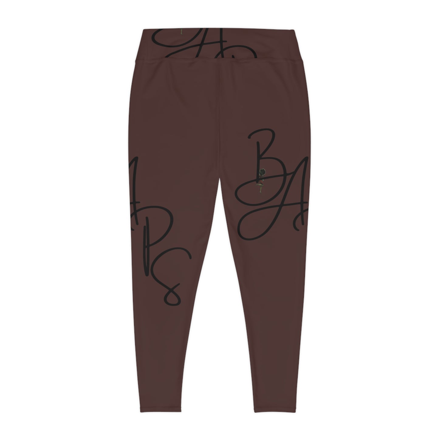 B.A.p.S-Plus Size Leggings — Brown Script Monogram All-Over Print