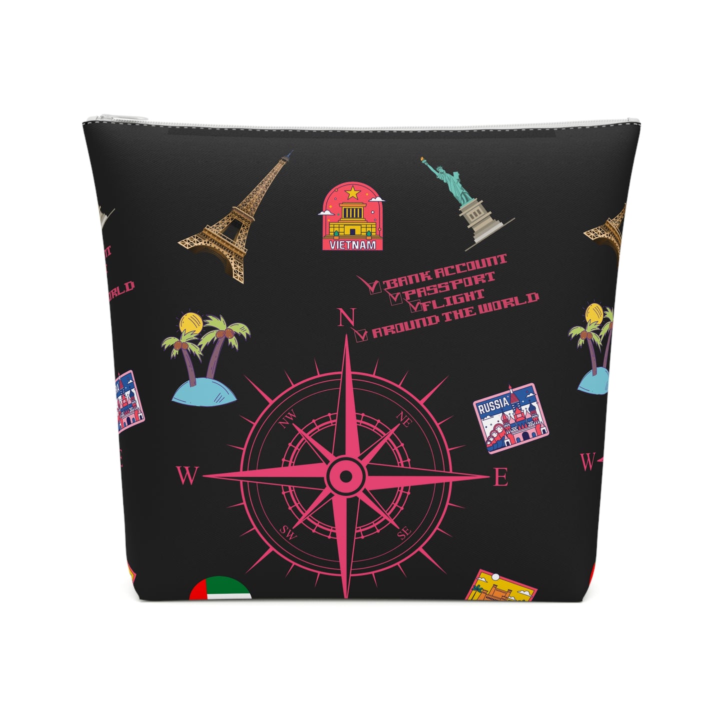 Around the world Adventure Awaits Travel Cosmetic Bag – Stylish Toiletry Organizer for Wanderlust Enthusiasts