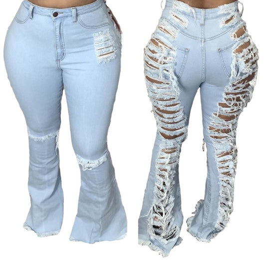 Trendy Plus Size Stretch Bell-Bottom Jeans