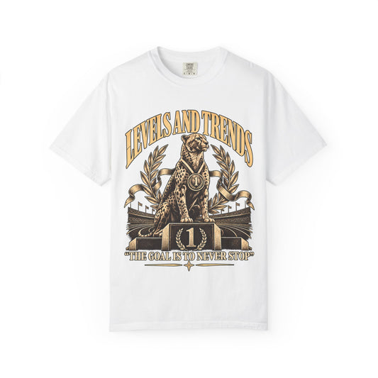 Levels and Trends "The Goal Is to Never Stop" Graphic T-Shirt