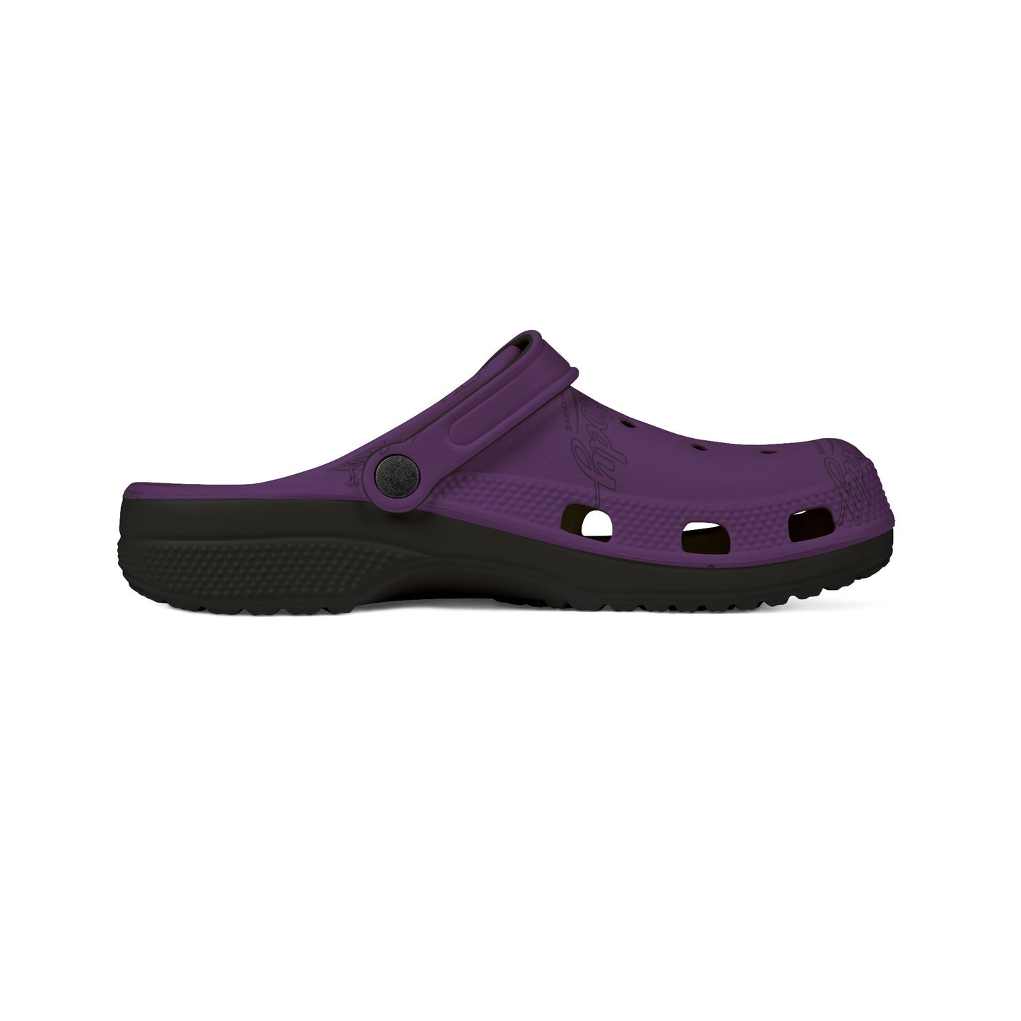 Grape FRUITODY-Foam Clogs — Comfortable Slip-On Shoes with All-Over Logo Print