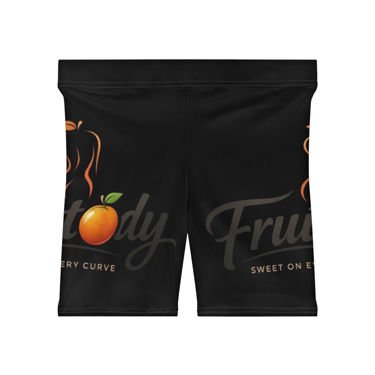 Fruitbody Orange- Women’s Biker Shorts — 'Fruitbody' Peach Graphic Activewear