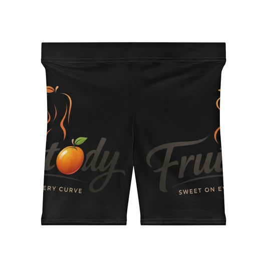 Fruitbody Orange- Women’s Biker Shorts — 'Fruitbody' Peach Graphic Activewear