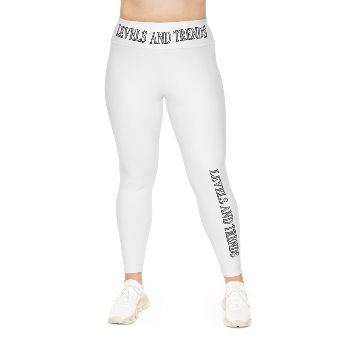 Plus Size Leggings —white  'Levels and Trends' All-Over Print