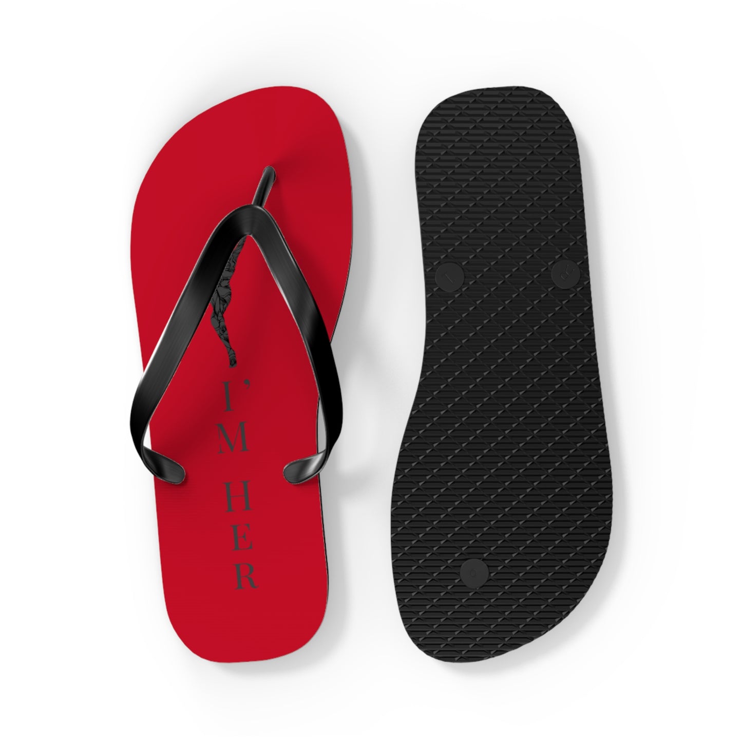 Red 'I'm Her' Flip Flops – Couples Beach Sandals