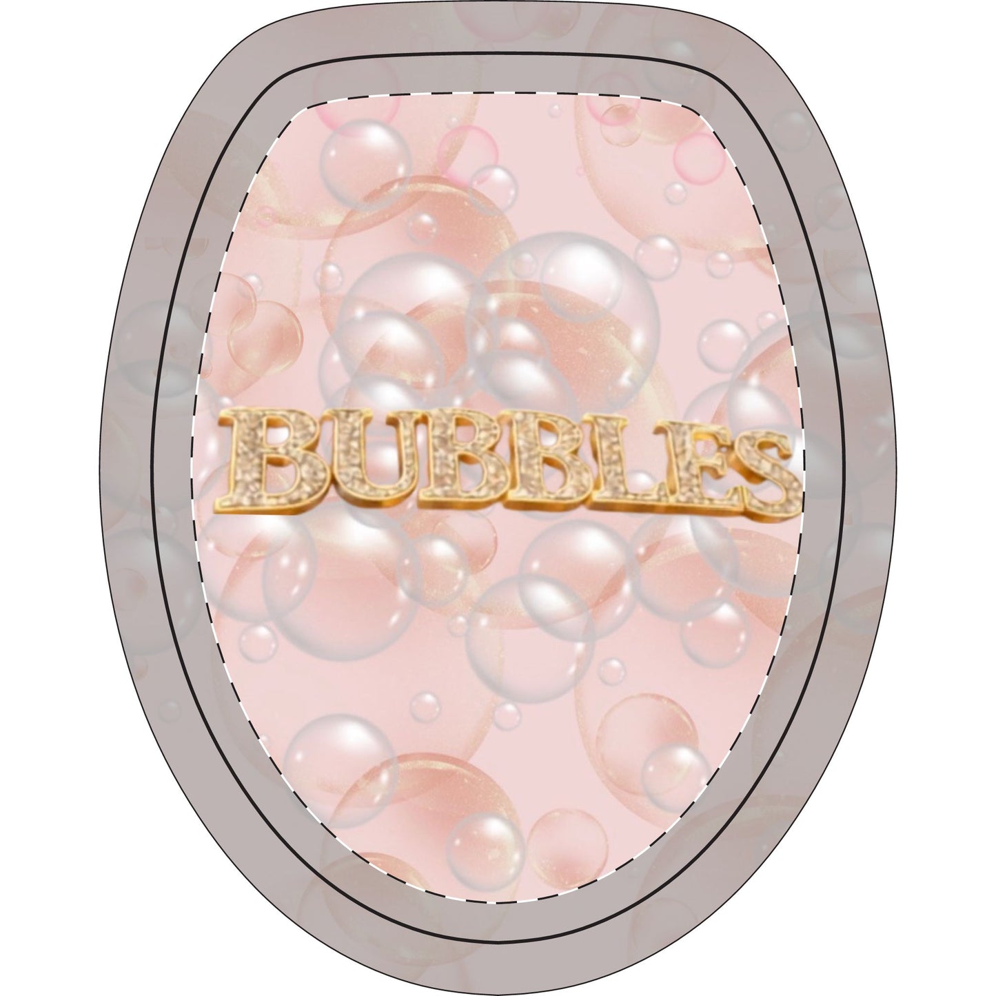 Toilet Three-Piece Set - 'Bubbles' Pink Bubble Bath Bathroom Rug & Lid Cover