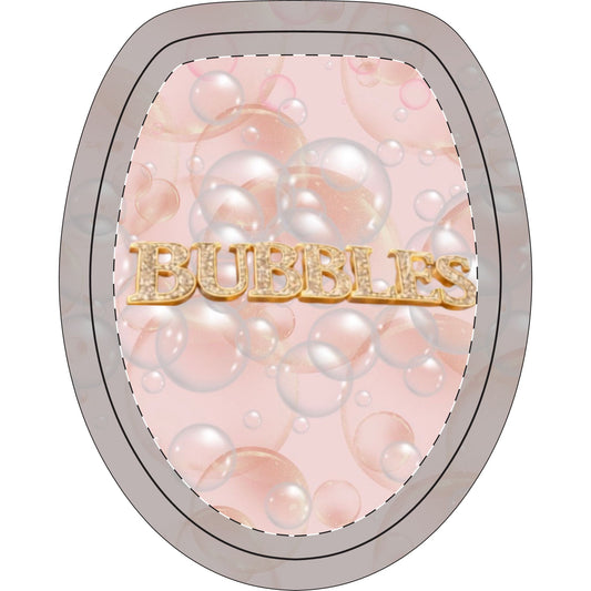 Toilet Three-Piece Set - 'Bubbles' Pink Bubble Bath Bathroom Rug & Lid Cover