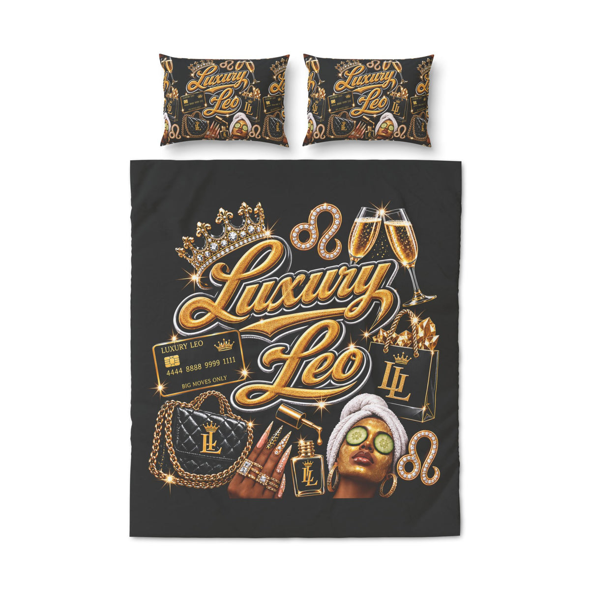 Leo Luxury Quilt Cover Set — Zodiac Luxe Bedding with "Luxury Leo" Design