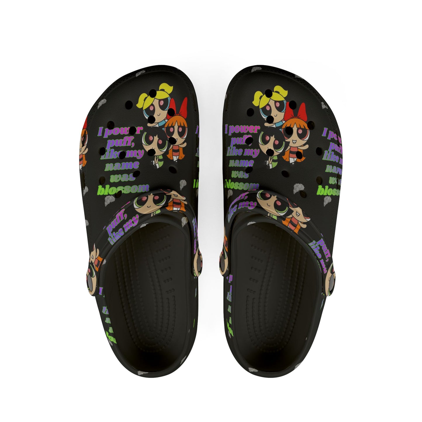 Powerpuff crocs - 'Think Blossom' Cartoon Slip-On Shoes